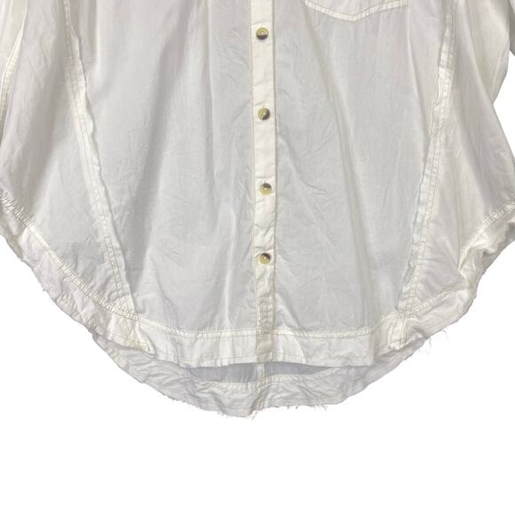 WE THE FREE Happy Hour Button Up Shirt Womens S White Boxy Oversized Puff Sleeve - Picture 6 of 11